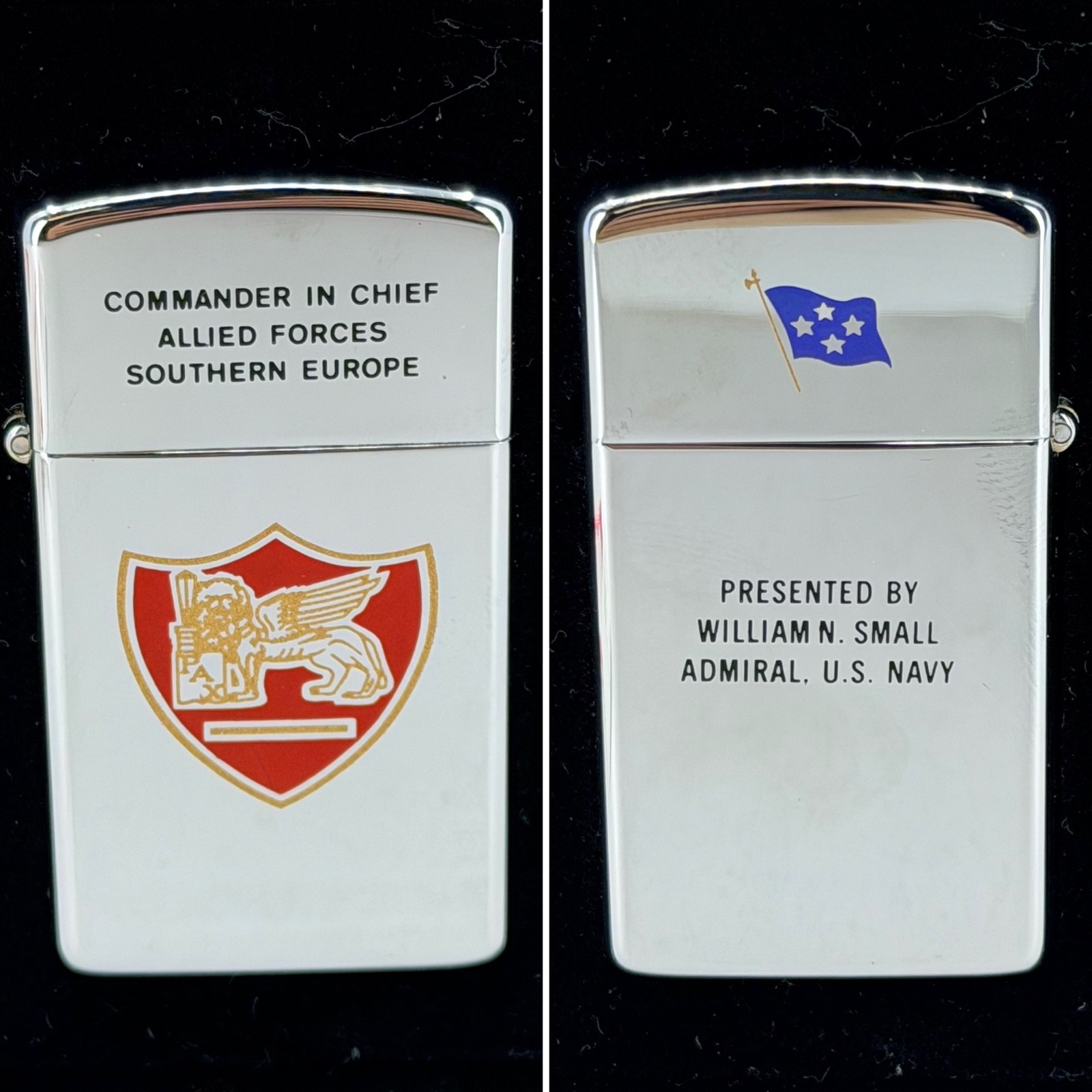Vintage Zippo US Navy Admiral William Small Commander Allied Forces NATO NIB