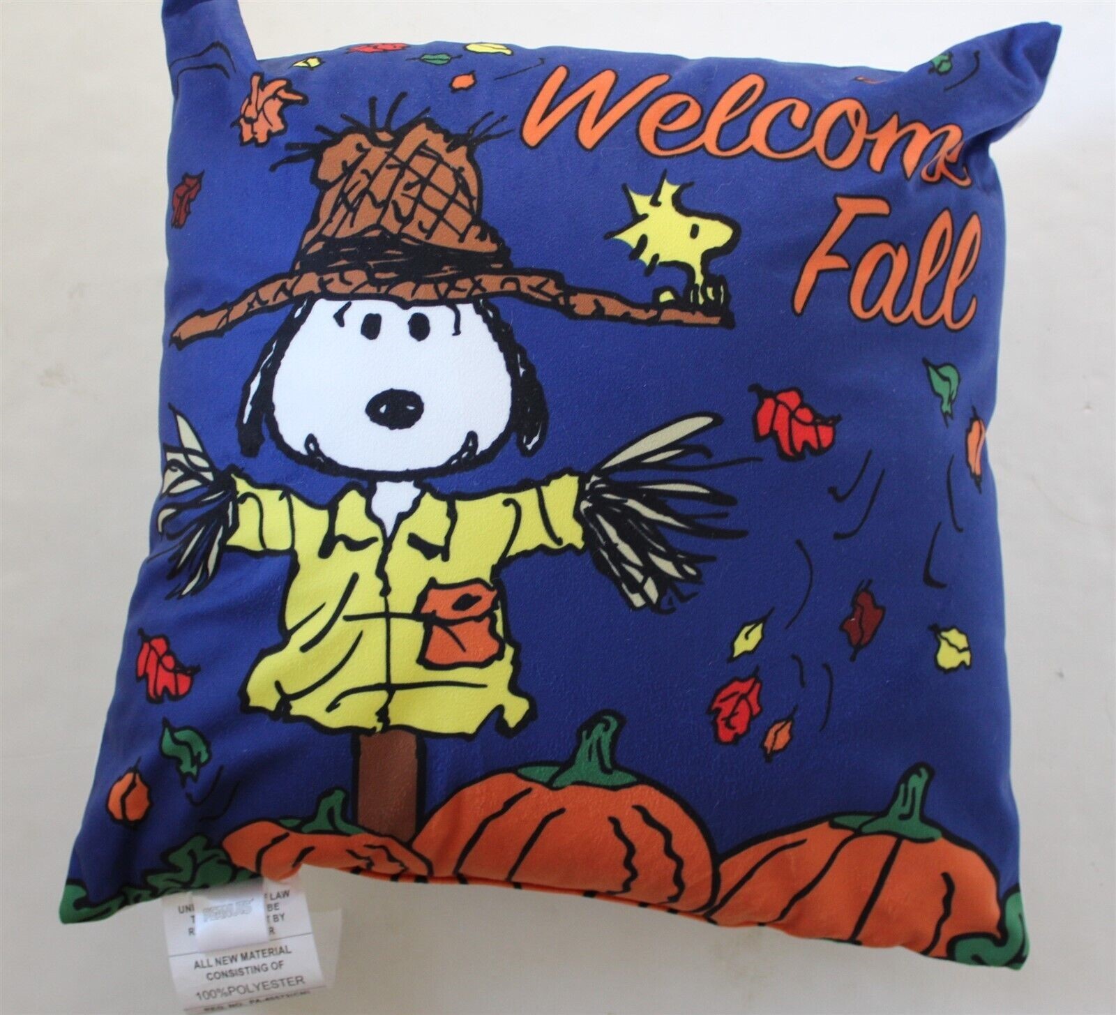 Snoopy Scarecrow & Woodstock Welcome Fall Throw Pillow Halloween Thanksgiving