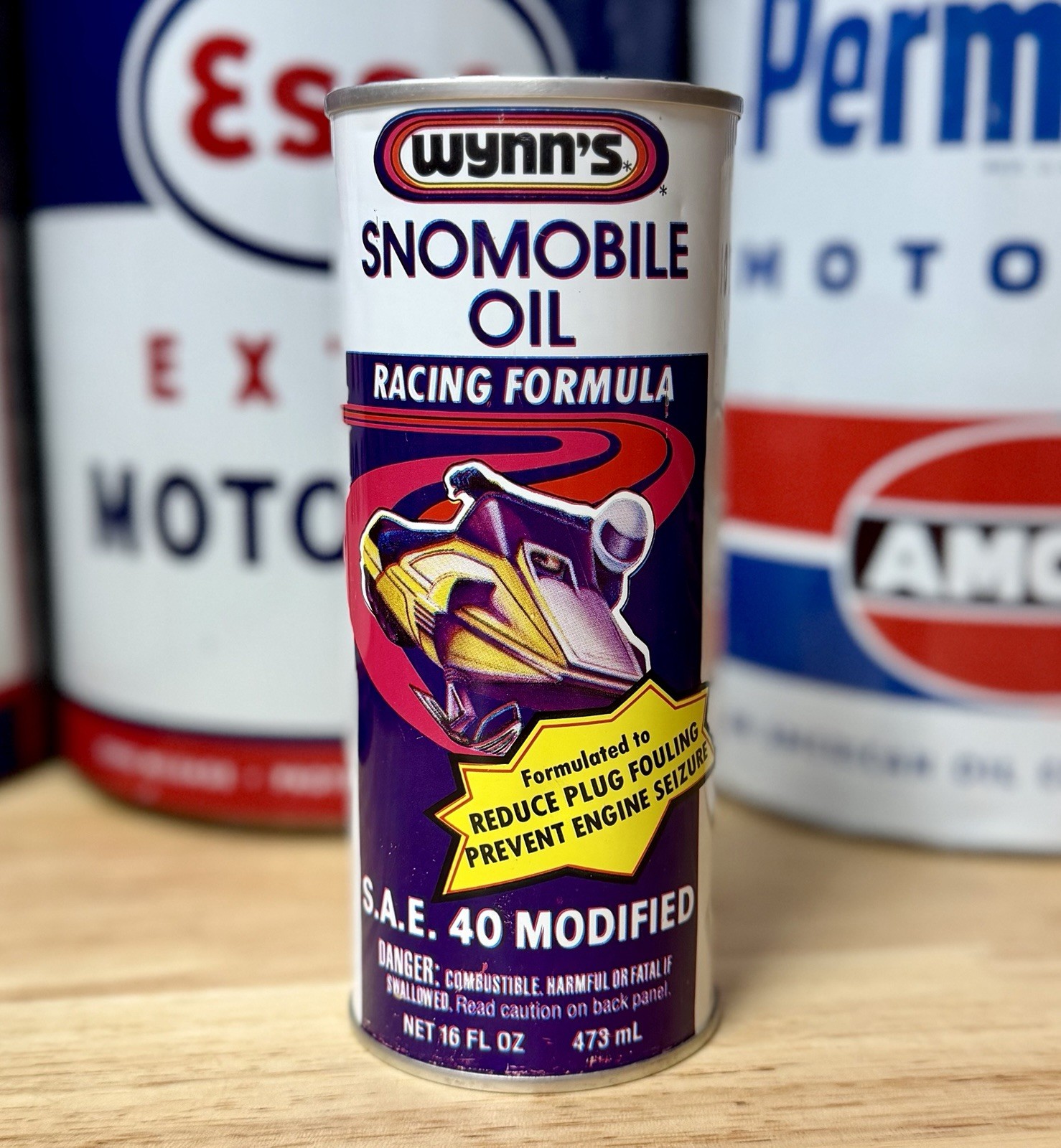 Vintage NOS Wynns Snowmobile Oil Can 16oz FULL