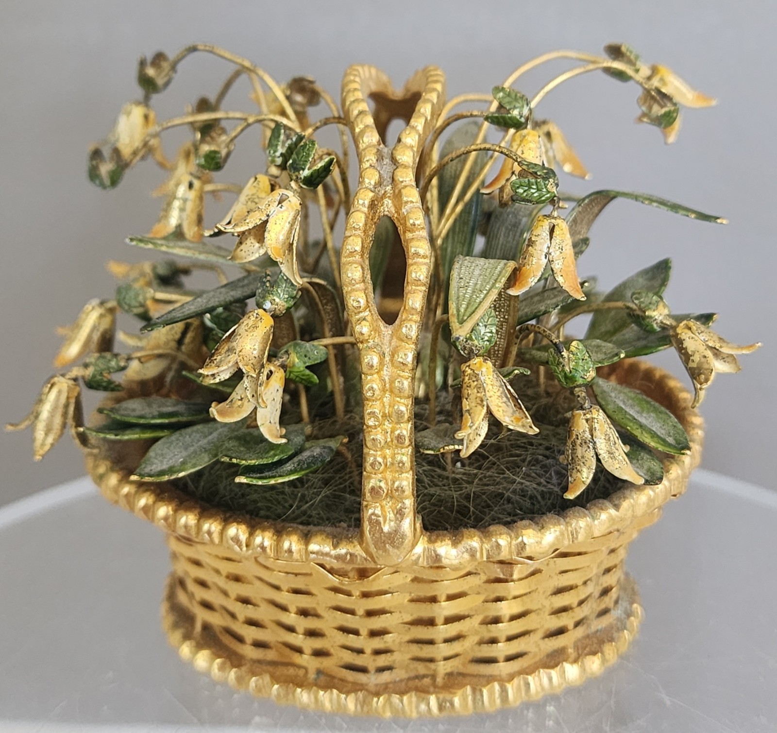 Vintage JANE HUTCHINSON Gorham Fluers Des Siecles Gold Plate Flowers In Basket  