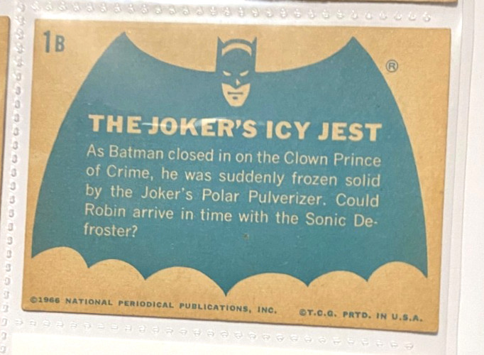 BATMAN: 1966 TOPPS (USA) BLUE BAT / COWL BACK CARDS = COMPLETE SET OF 44 CARDS