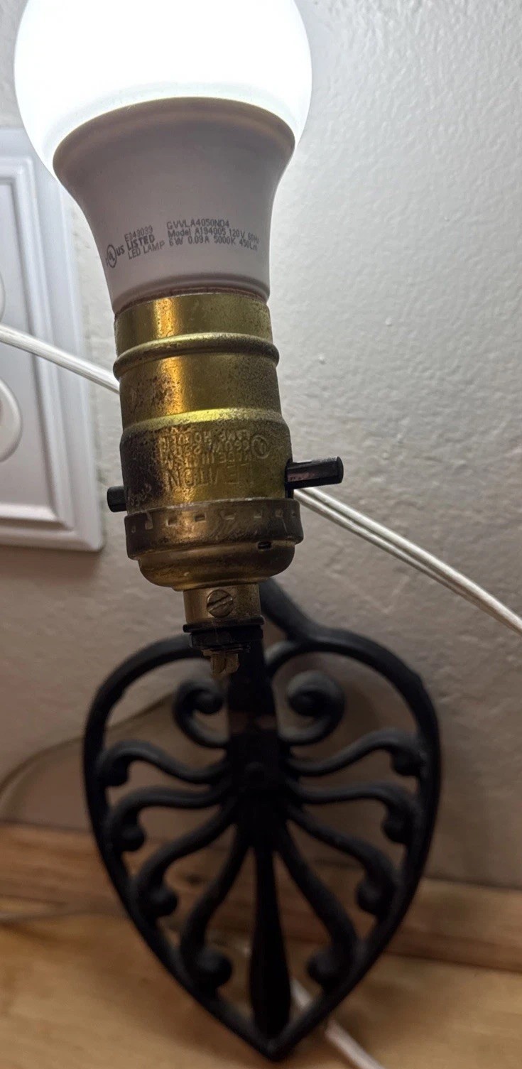Leviton Vintage 1970s Gothic Black Cast Iron Wall Sconce Lamp Leviton Vintage 1970s Gothic Black Cast Iron Wall Sconce Lamp