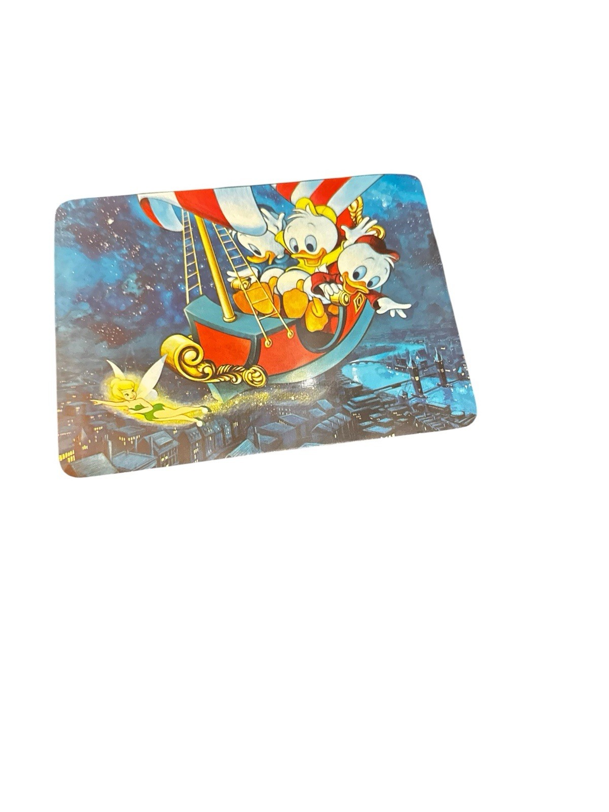 Vintage 1979 Disney You Can Fly Postcard Huey Dewey Louie Tinker Bell Disneyland