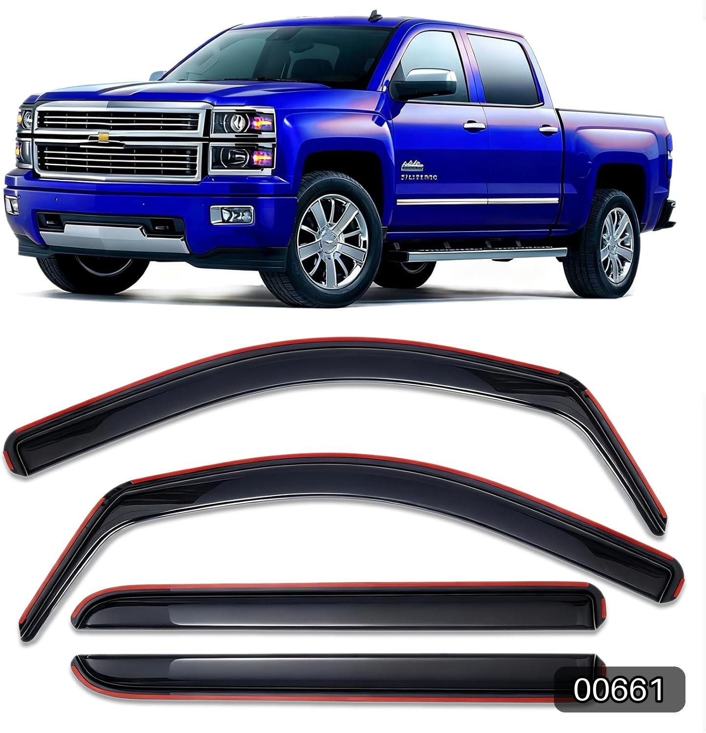 Window Vent Rain Guards Chevy Silverado GMC Sierra Crew Cab #R025