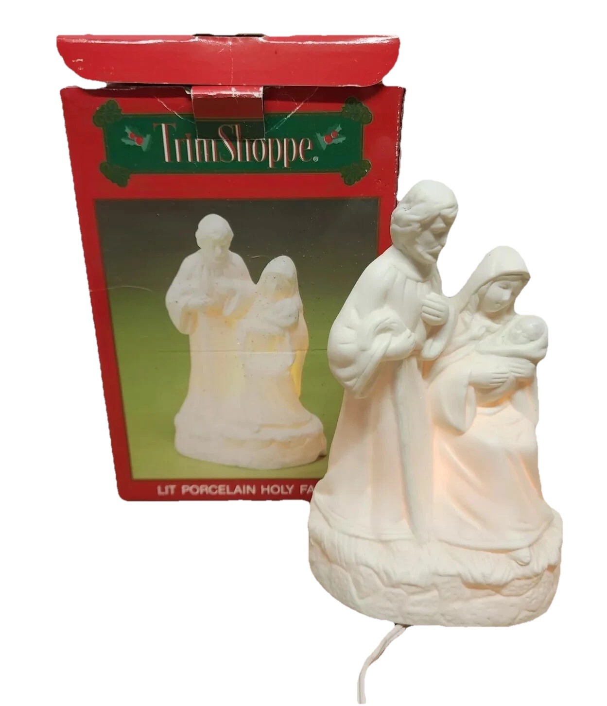 Holy Family White Porcelain Christmas Figurine Lighted 7.5\