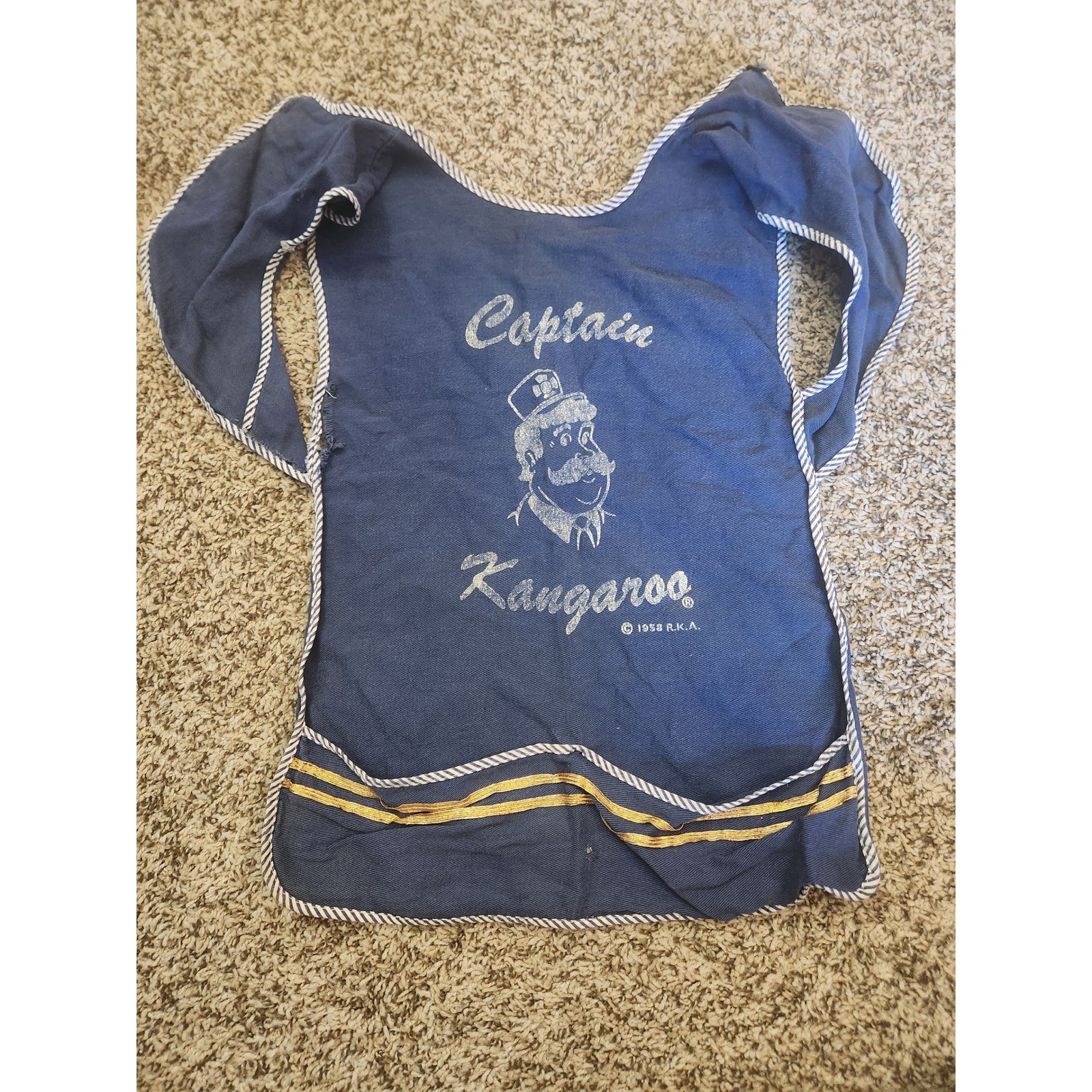 Vintage 1958 Captain Kangaroo Kids Apron Smock Blue Cotton TV Memorabilia RARE