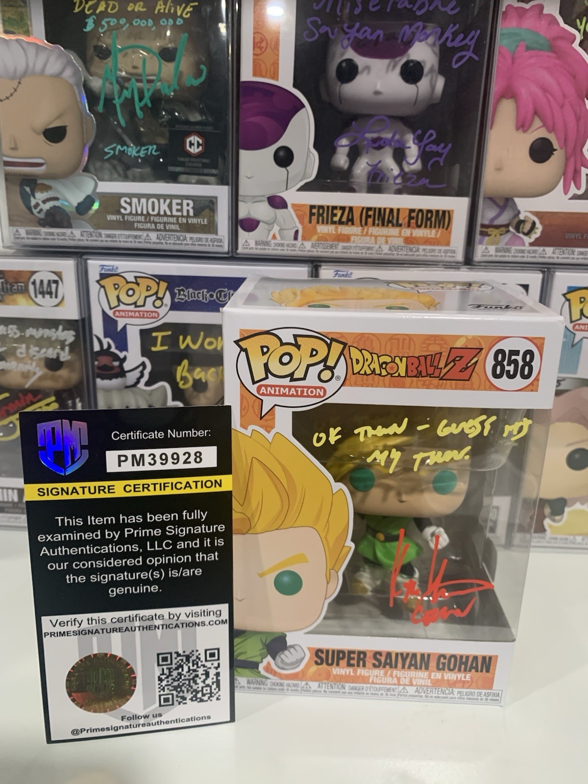 Funko Pop Super Saiyan Gohan #858 DBZ Signed Kyle Hebert PSA Inscribed Funko Pop Super Saiyan Gohan #858 DBZ Signed Kyle Hebert PSA Inscribed