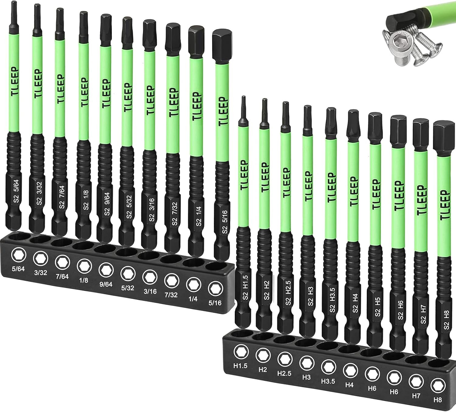 20 X Metric & SAE Allen Wrench Drill Bit Set 1/4