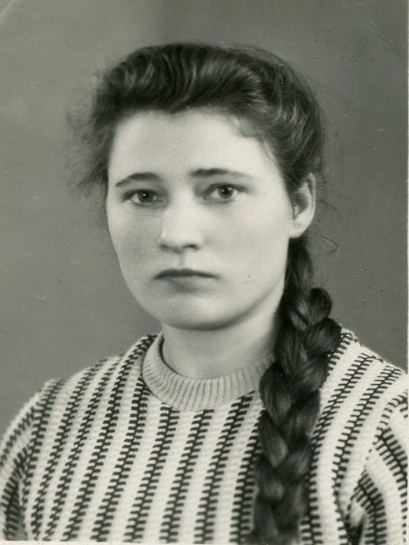 Beautiful girl long hair braids pigtails portrait ussr vintage photo