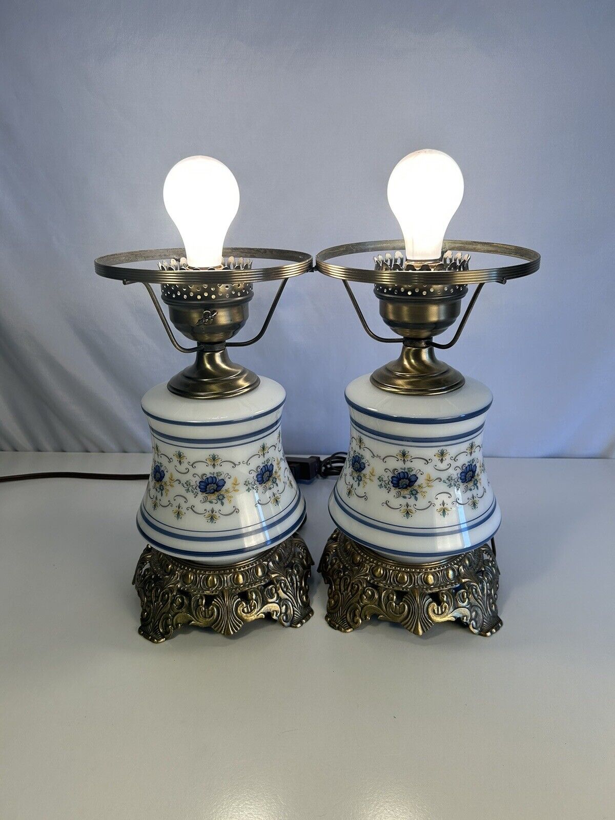 Large 1973 Abigail Adams Hurricane 3 Way Lamp Bases Only - uses 7” fitter Shade