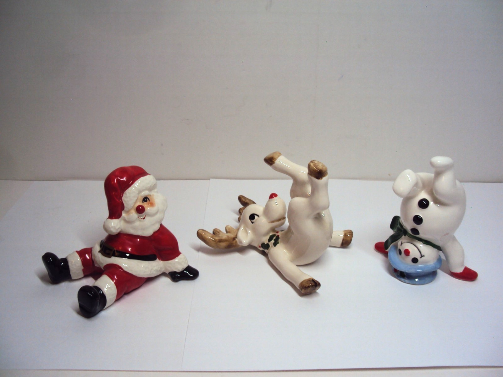 Vintage 1970\'s Fitz & Floyd Tumbling Santa & Reindeer & Snowman Excellent Cond.