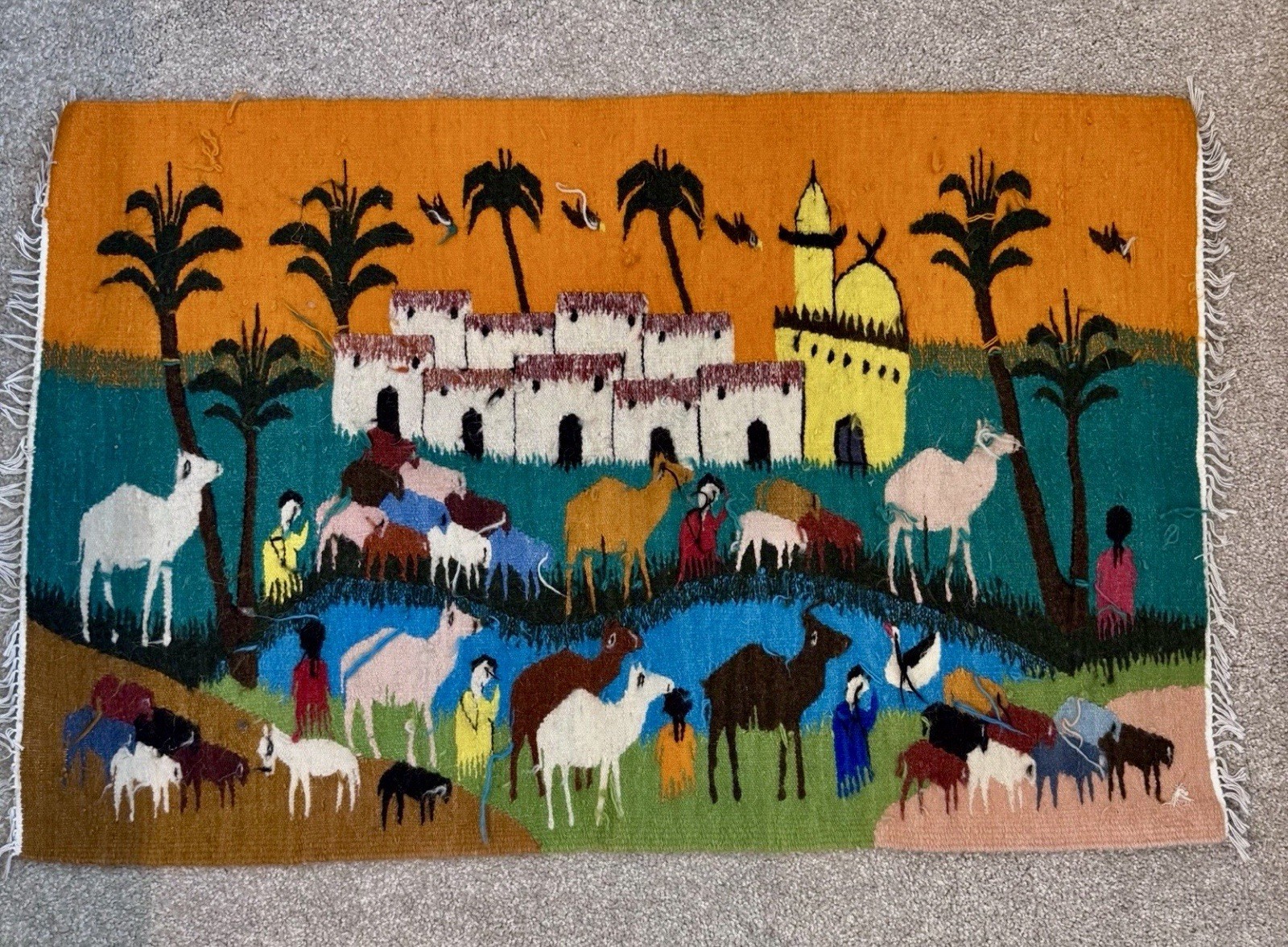 Egyptian 100% Wool Tapestry Kilim Handmade The Egyptian countryside 36x23” Egyptian 100% Wool Tapestry Kilim Handmade The Egyptian countryside 36x23”