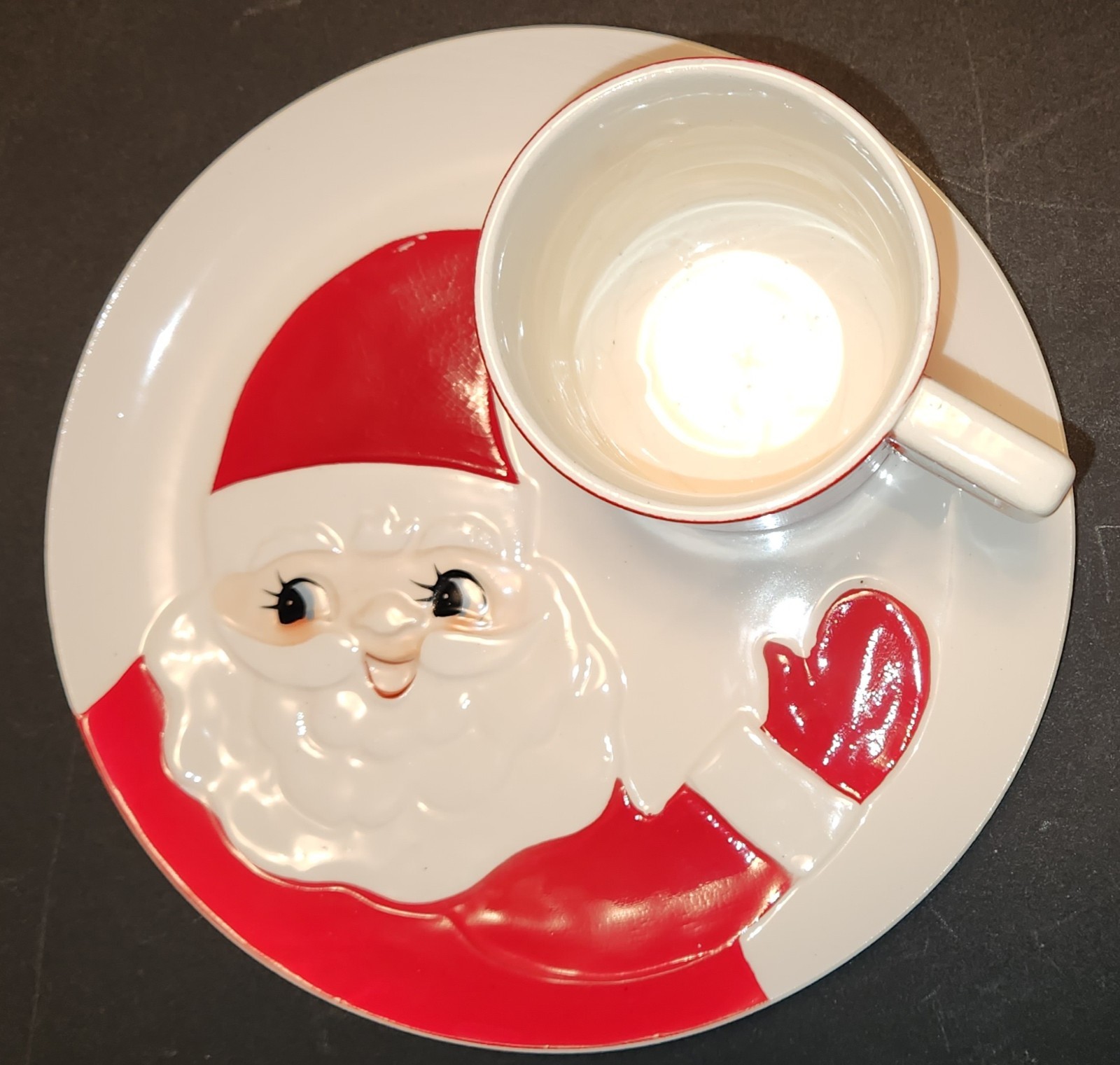 Vintage 1962 Holt Howard Santa Milk & Cookies Plate Mug Set
