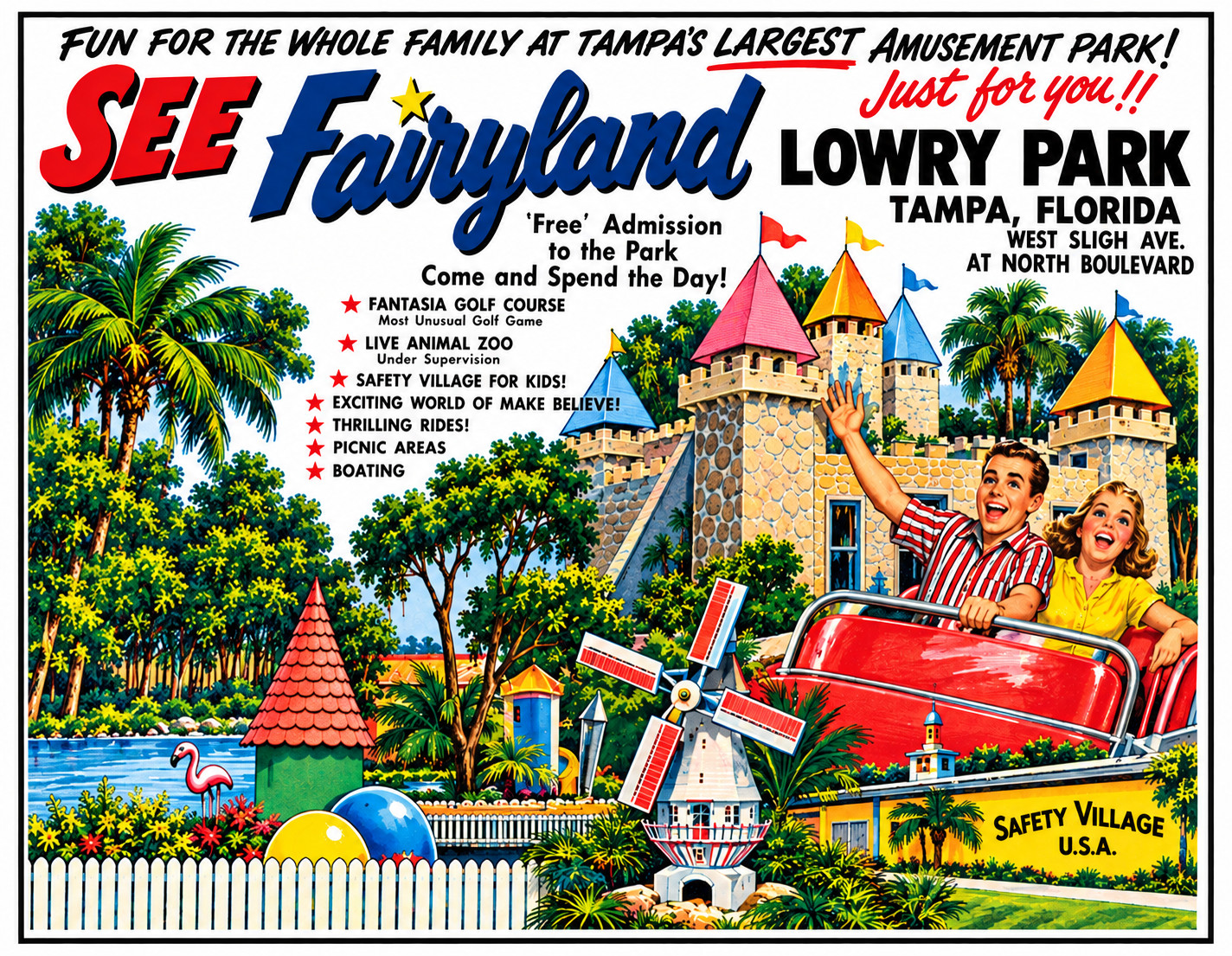 Vintage Fairyland Amusement Park Ad Magnet – Tampa Florida