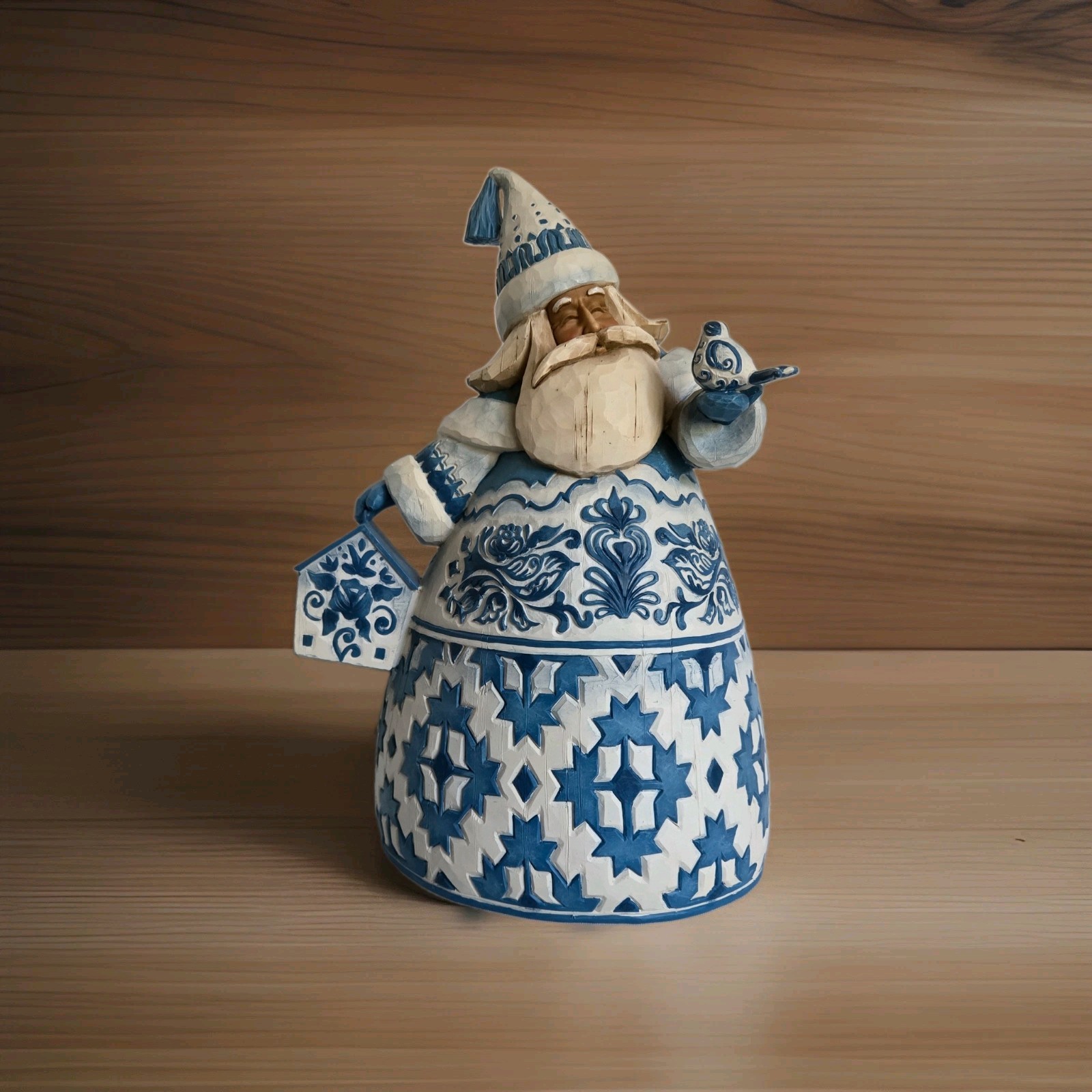 Jim Shore Heartwood Creek Blue Quilt Santa 2004 Retired LARGE 11\
