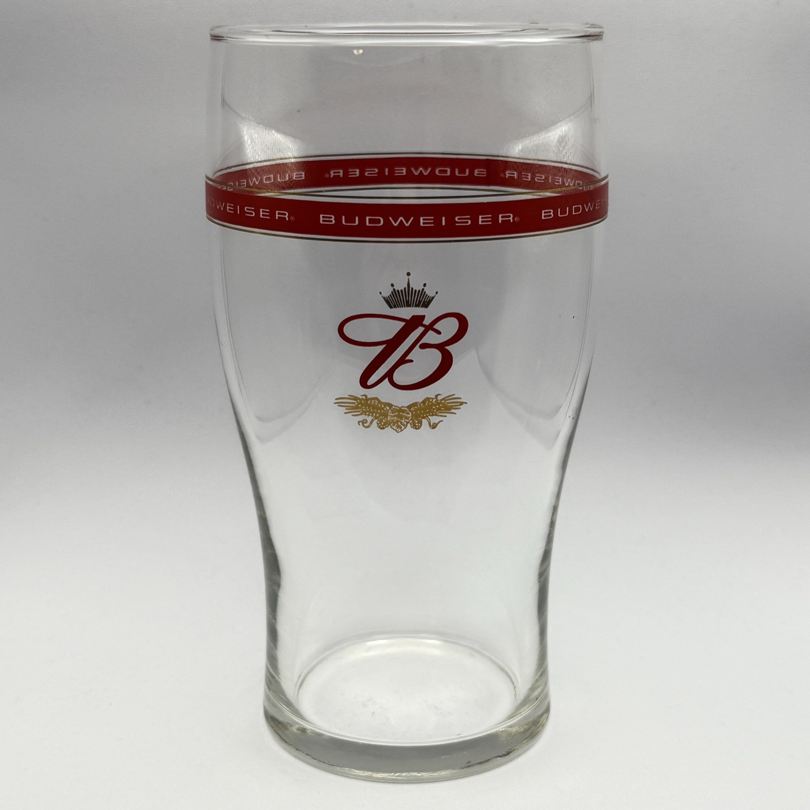 Vintage Budweiser Beer Glass Tumbler Gold Crown & Eagle Red ring 6.5\ Vintage Budweiser Beer Glass Tumbler Gold Crown & Eagle Red ring 6.5\