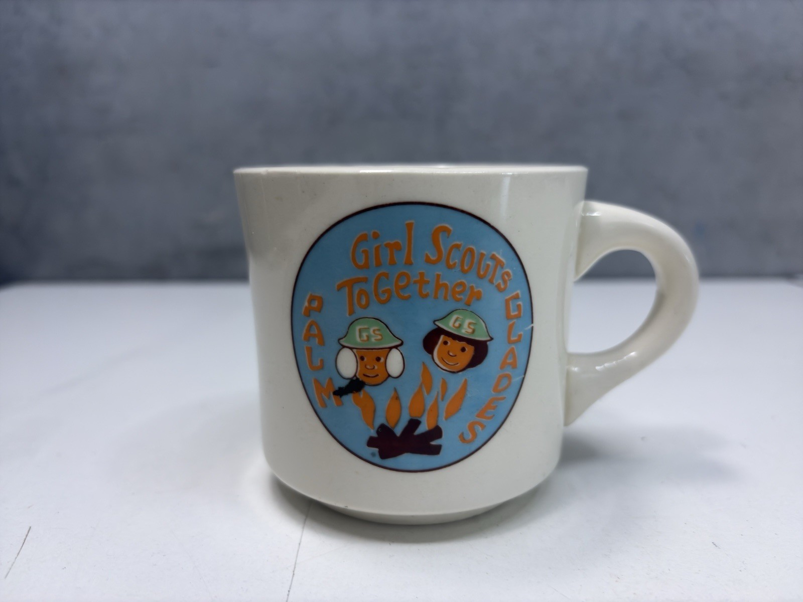 Vintage Girl Scouts Together Palm Glades Campfire Coffee Mug Cup