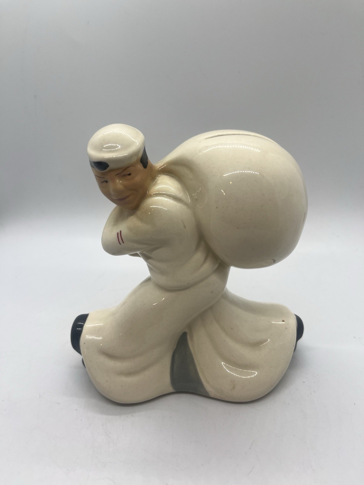Jolly Sailor Still Coin Bank Ceramic Homefront WWII Historic Cool