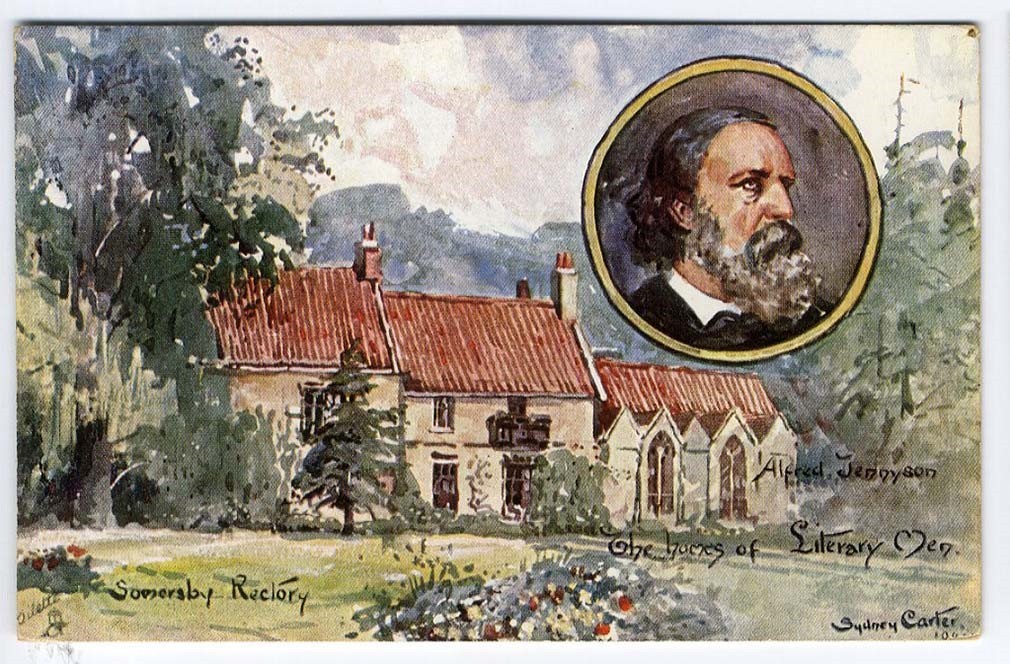 LORD ALFRED TENNYSON Tuck Homes of Literary Men Postcard 1910 SOMERSBY RECTORY