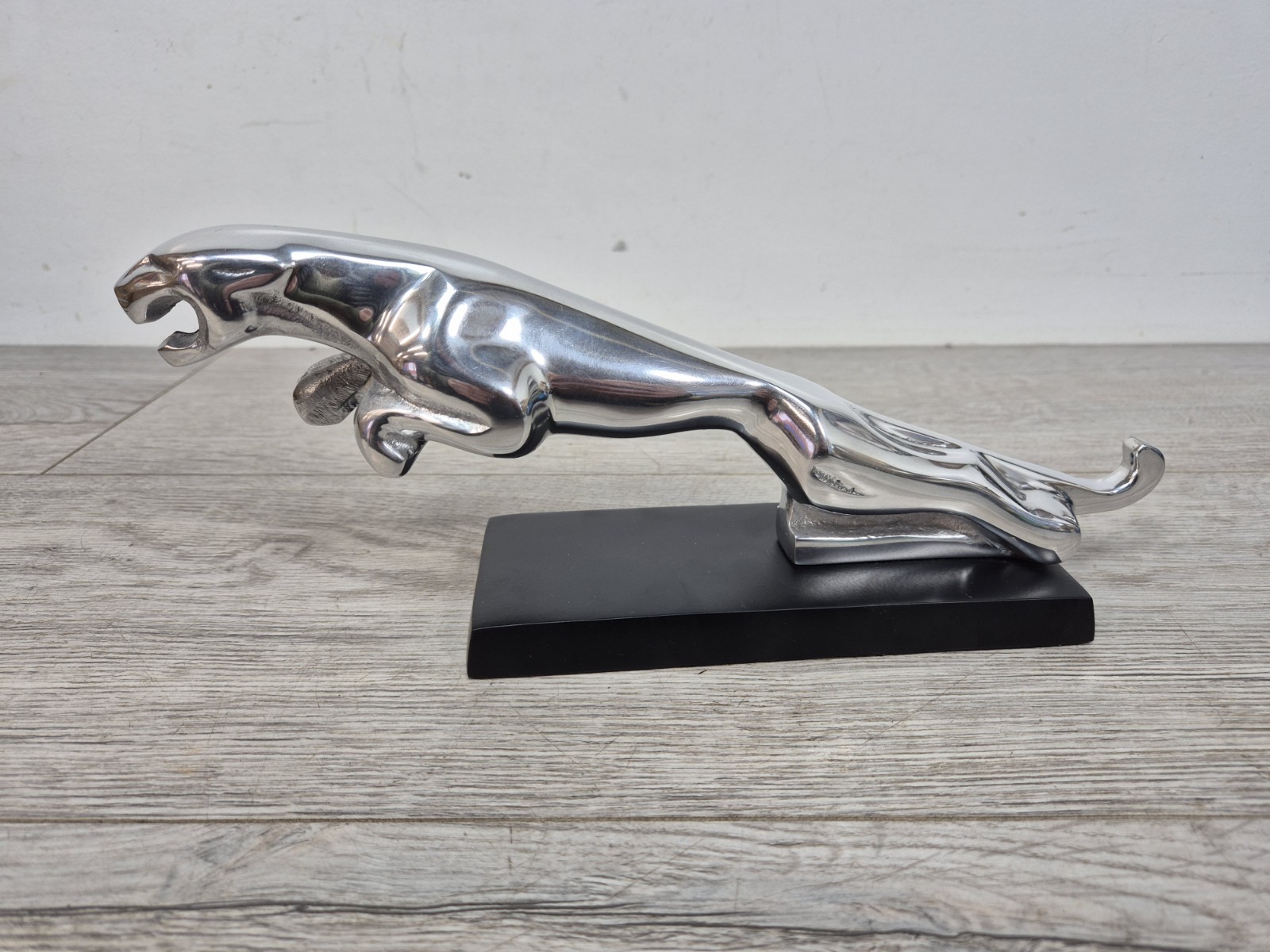 Stunning Jaguar Leaping Figure On Base Polished Aluminium 12\