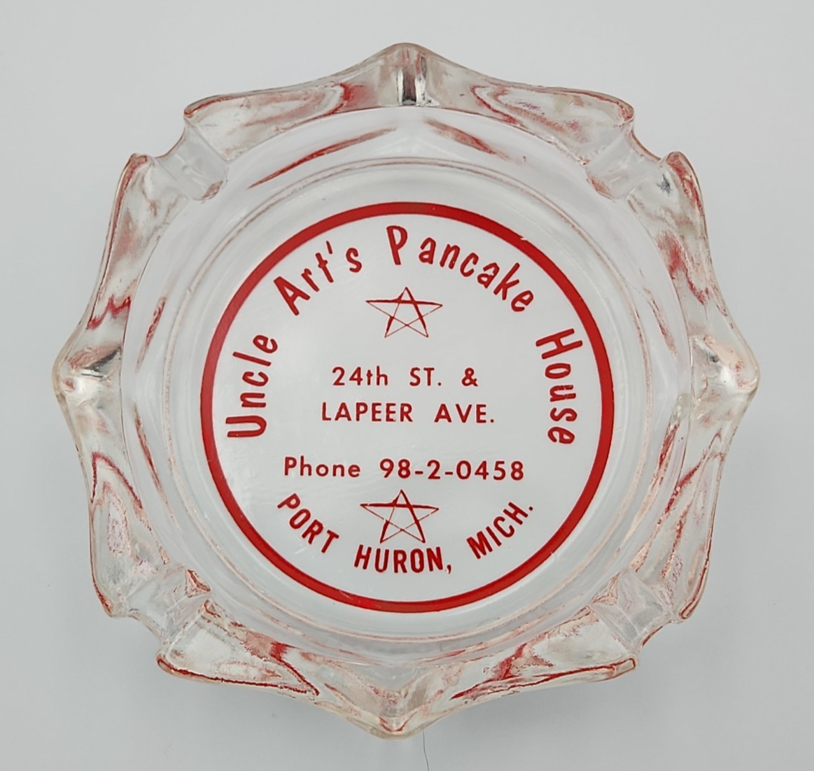 Vtg Marketing Ashtray Uncle Art\'s Pancake House Port Huron Michigan MI 4\