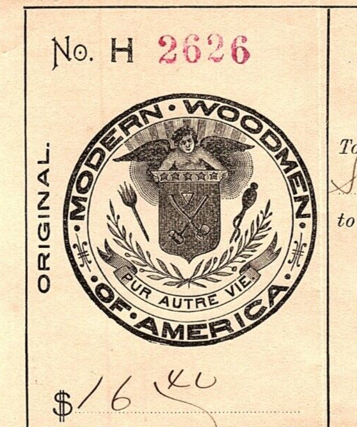 1899 MODERN WOODMEN OF AMERICA CAMP NO 5469 BILLHEAD RECEIPT Z2266
