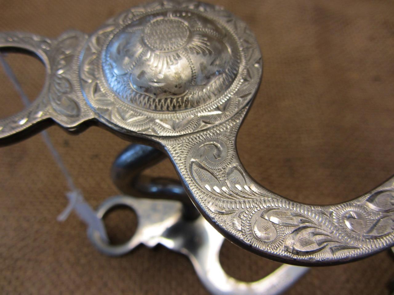 Vintage Crockett Renalde Silver Overlay Engraved Bit Stainless Horse 10576