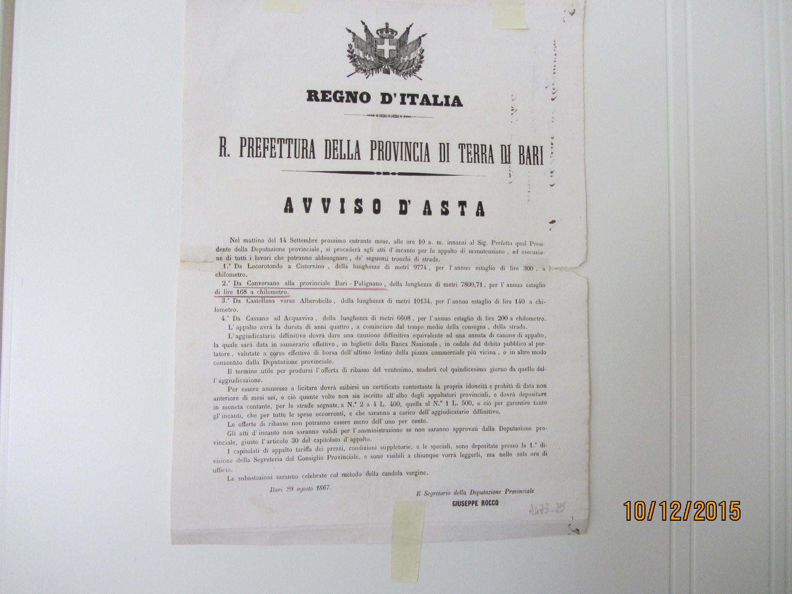 1867 KINGDOM OF ITALY-AUCTION \