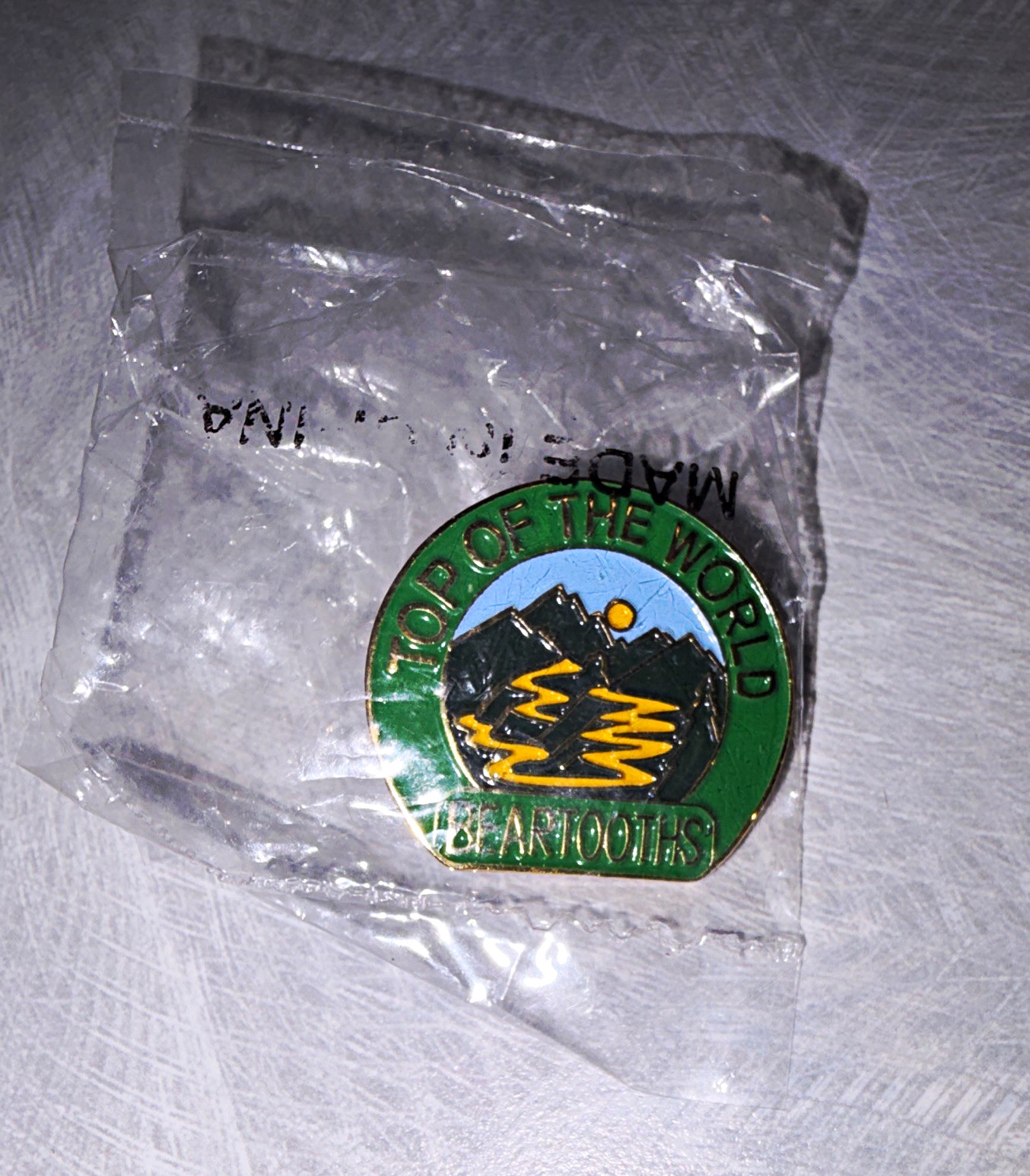 Vintage Top of the World Beartooths Mountains Lapel Pinback Button Pin