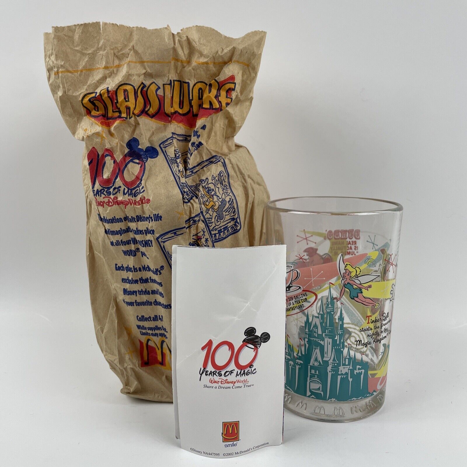 Vintage 2002 McDonald’s Disney Tumbler 100 Years Of Magic Original Bag Manual