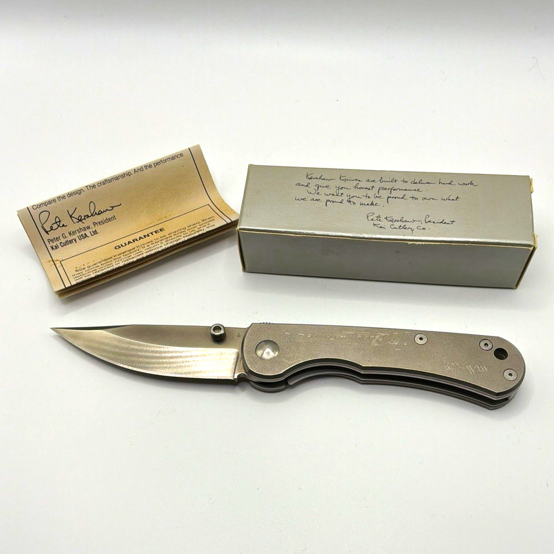 Vintage Kershaw 1410 Starkey Ridge Titanium Knife ATS-34 USA NIB Ken Onion Rare