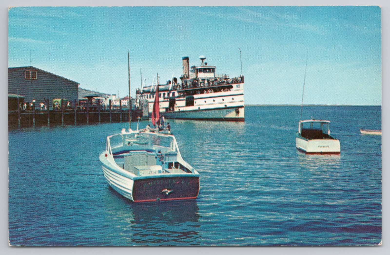 Steamer Nantucket At The Wharf Massachusetts MA 1950s Postcard