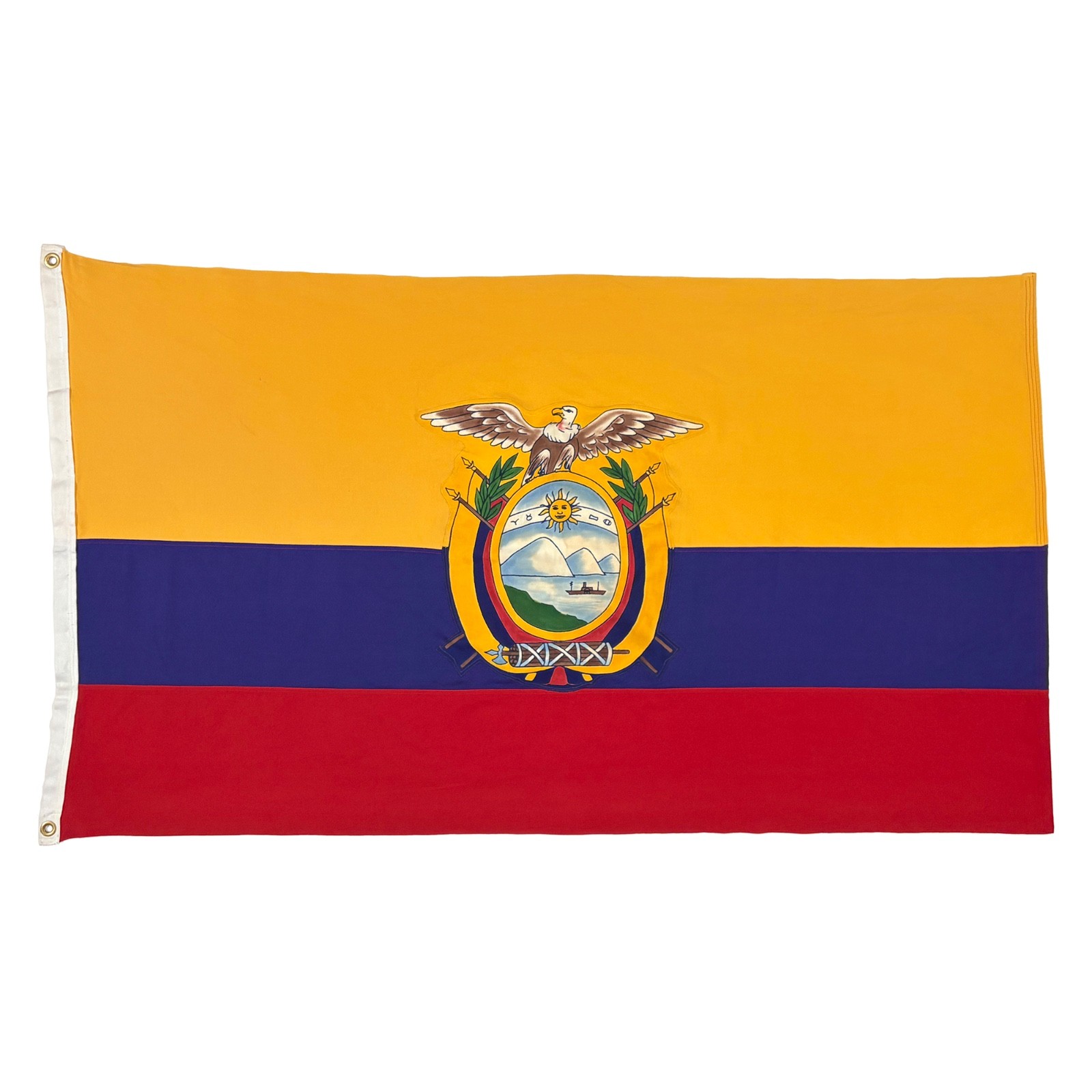 Vintage Sewn Cotton Ecuador Flag South Latin America Cloth Textile Art Decor
