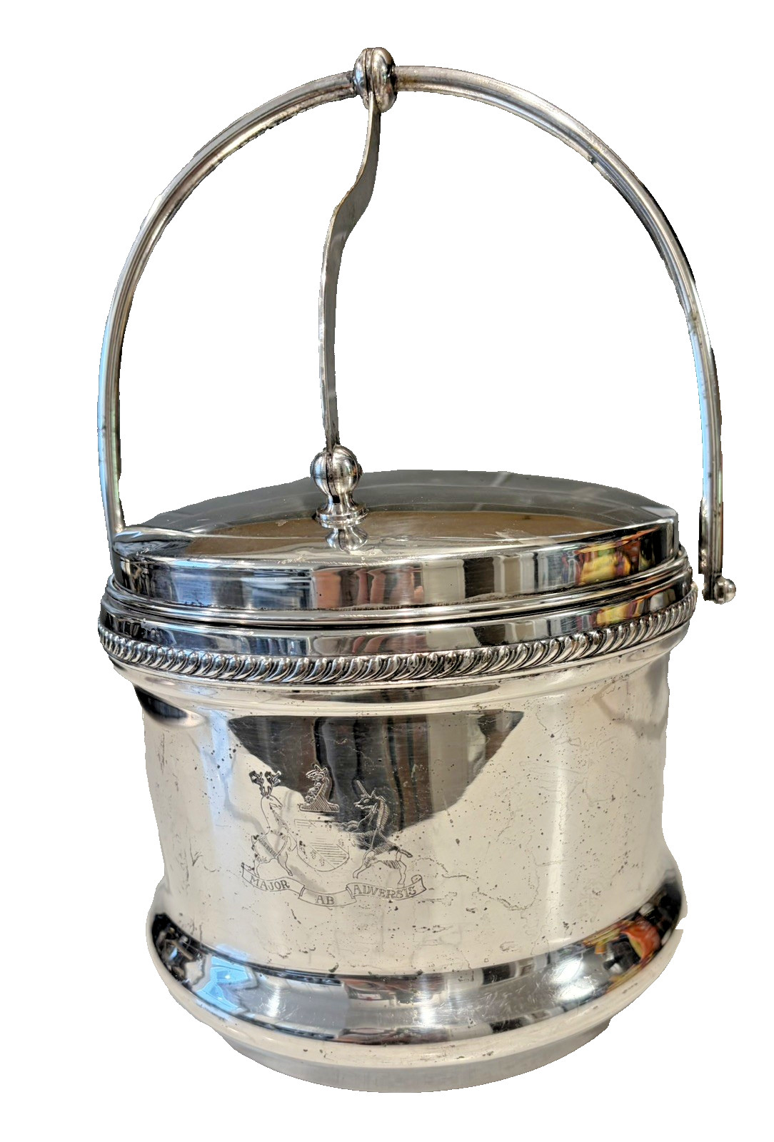 Vintage FB Rogers Silverplate on Copper Ice Bucket Glassliner SwingTop