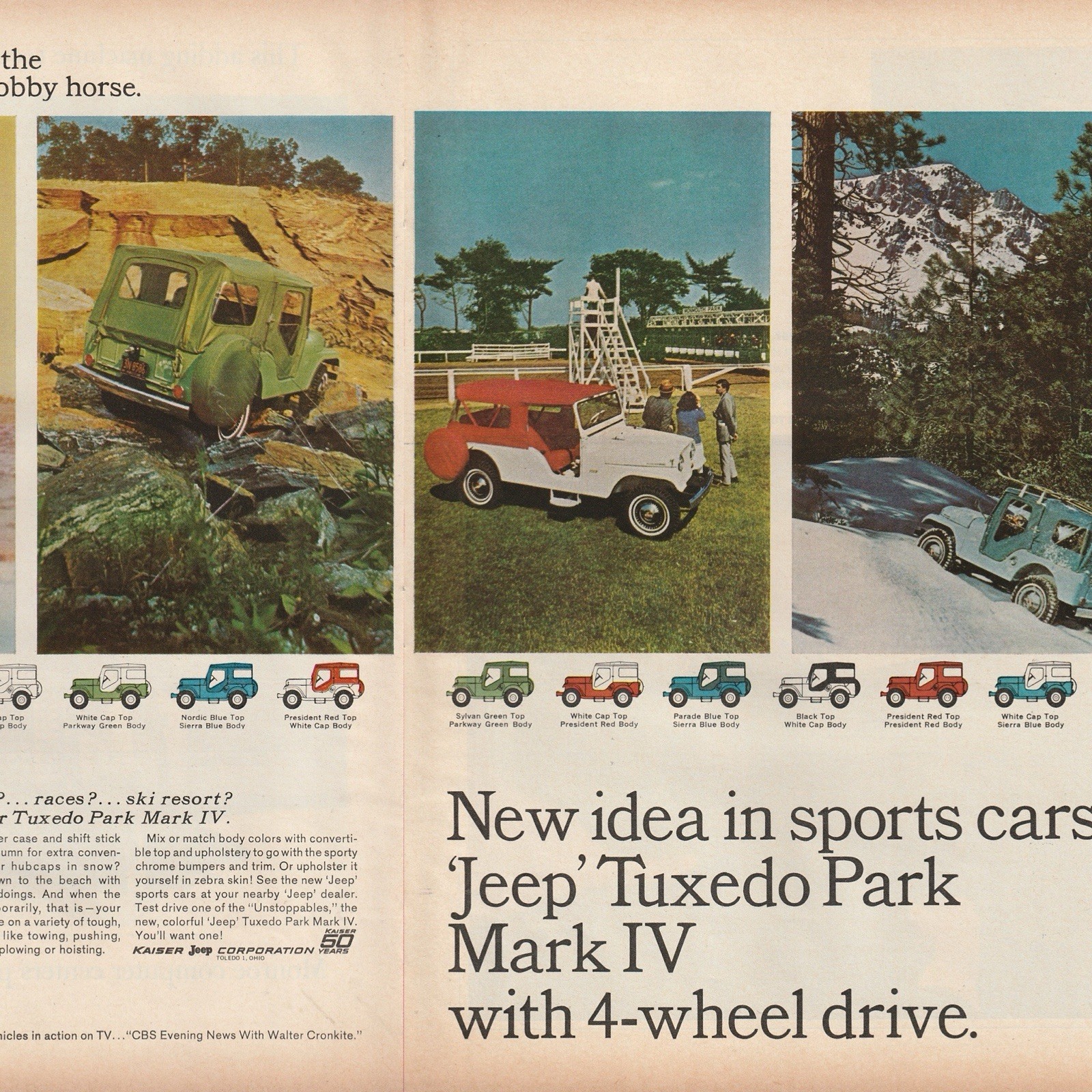 VTG 1964 Kaiser Jeep Tuxedo Park Mark IV Orig 2-Page Print Ad 42x28cm TIM 91864