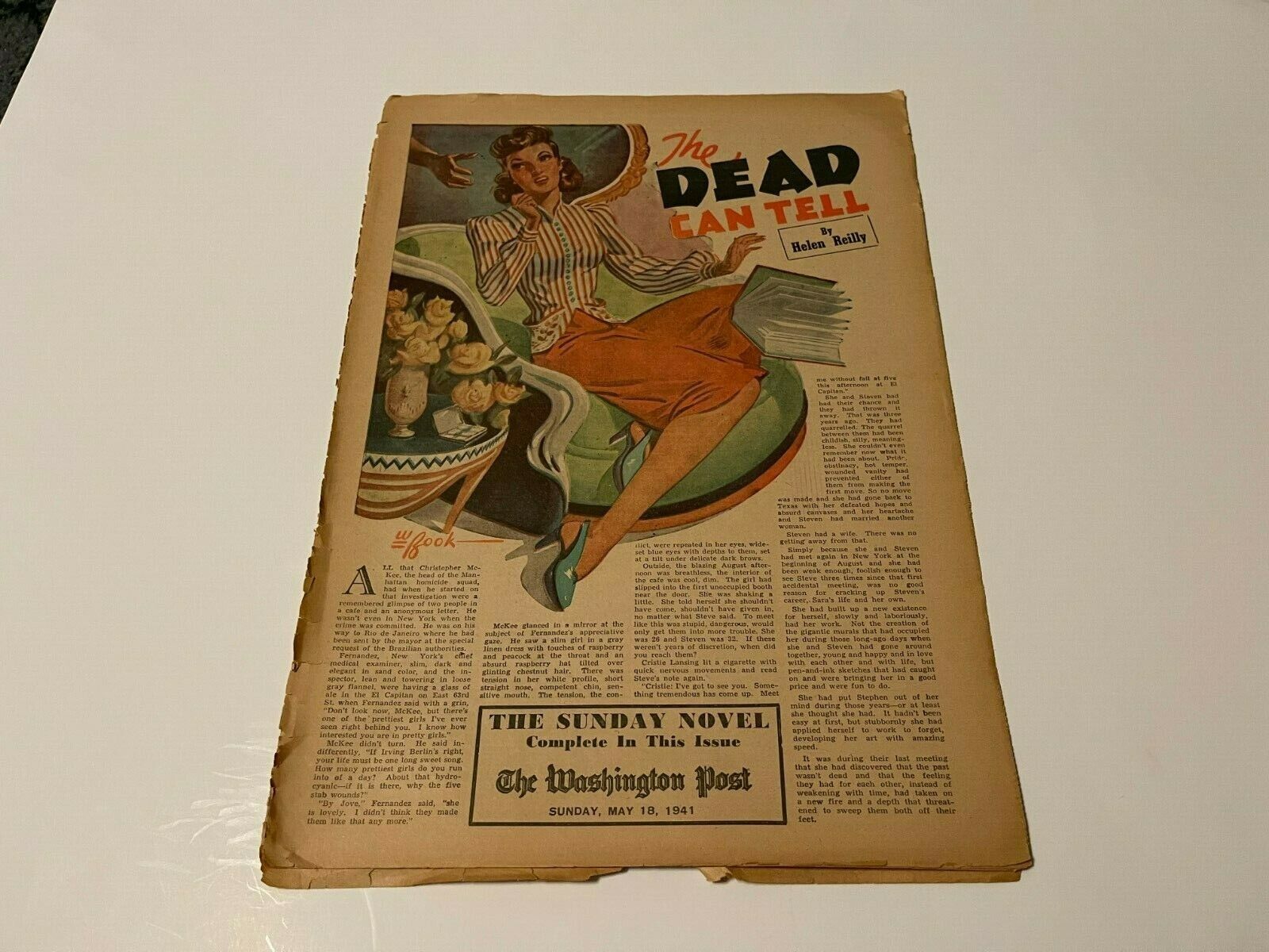 THE DEAD CAN TELL, 1941 washington post sunday novel, HELEN REILLY,MAY 18 1941