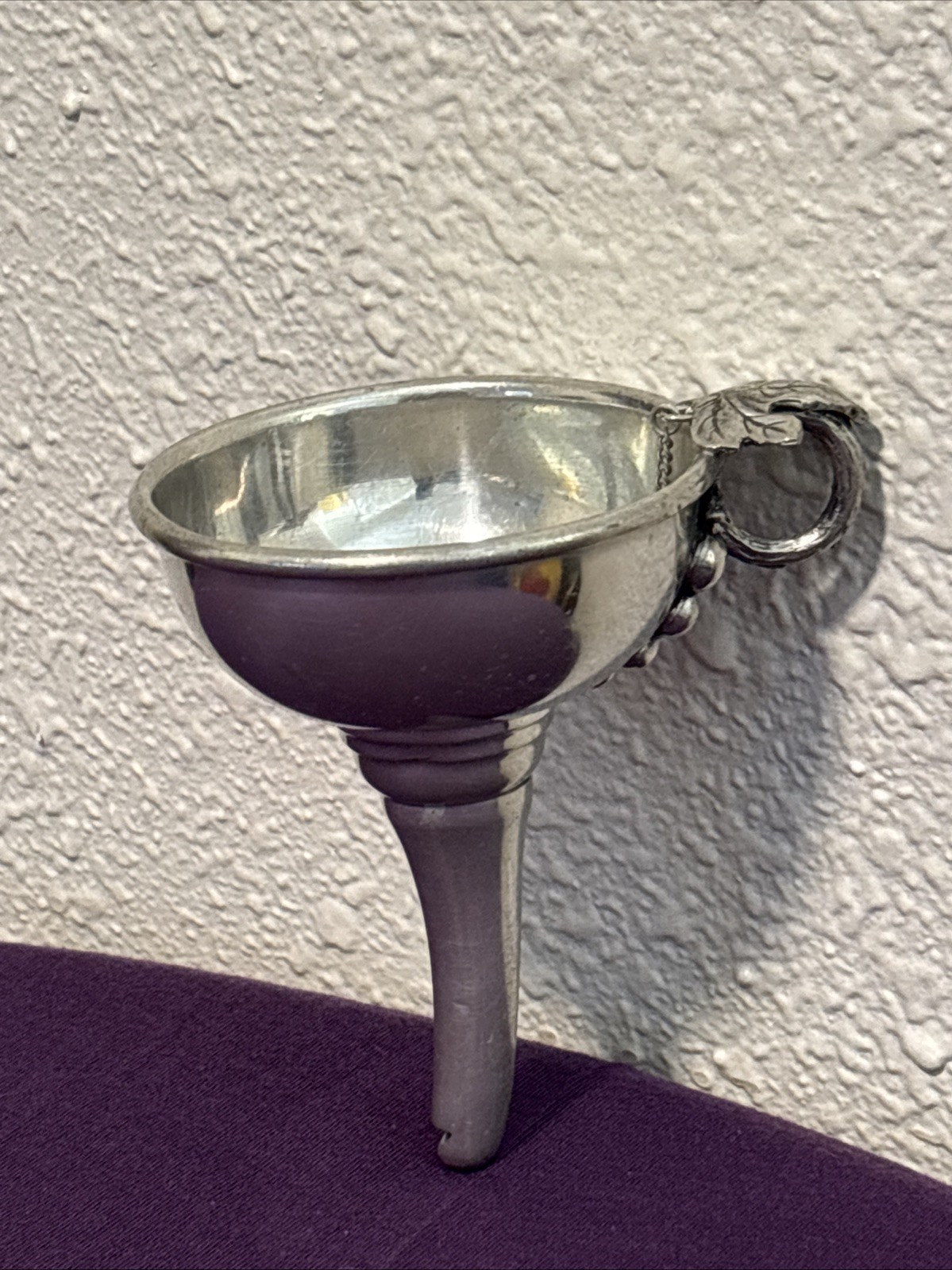 Vintage Jean Goardere Pewter Wine Decanting Funnel Strainer Etain Fait Main 95%