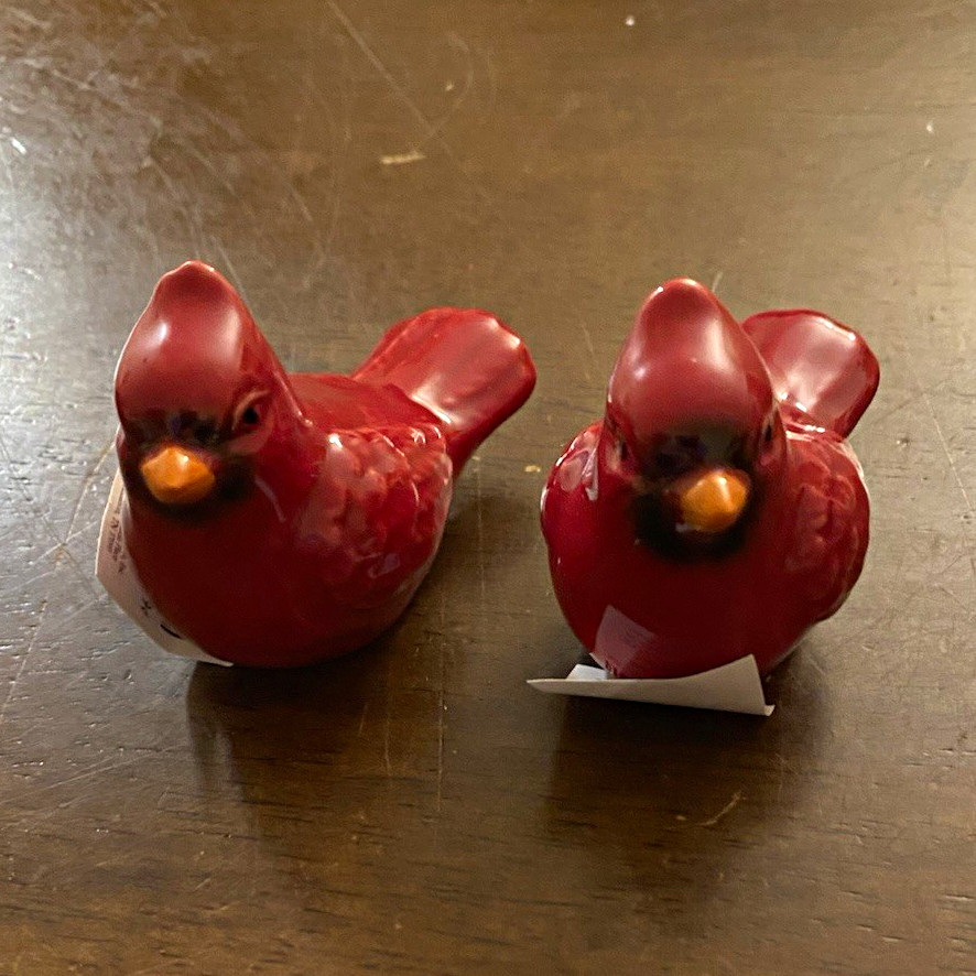 Cardinal Bird Ceramic Salt & Pepper Shaker Set 2pc Red Animal