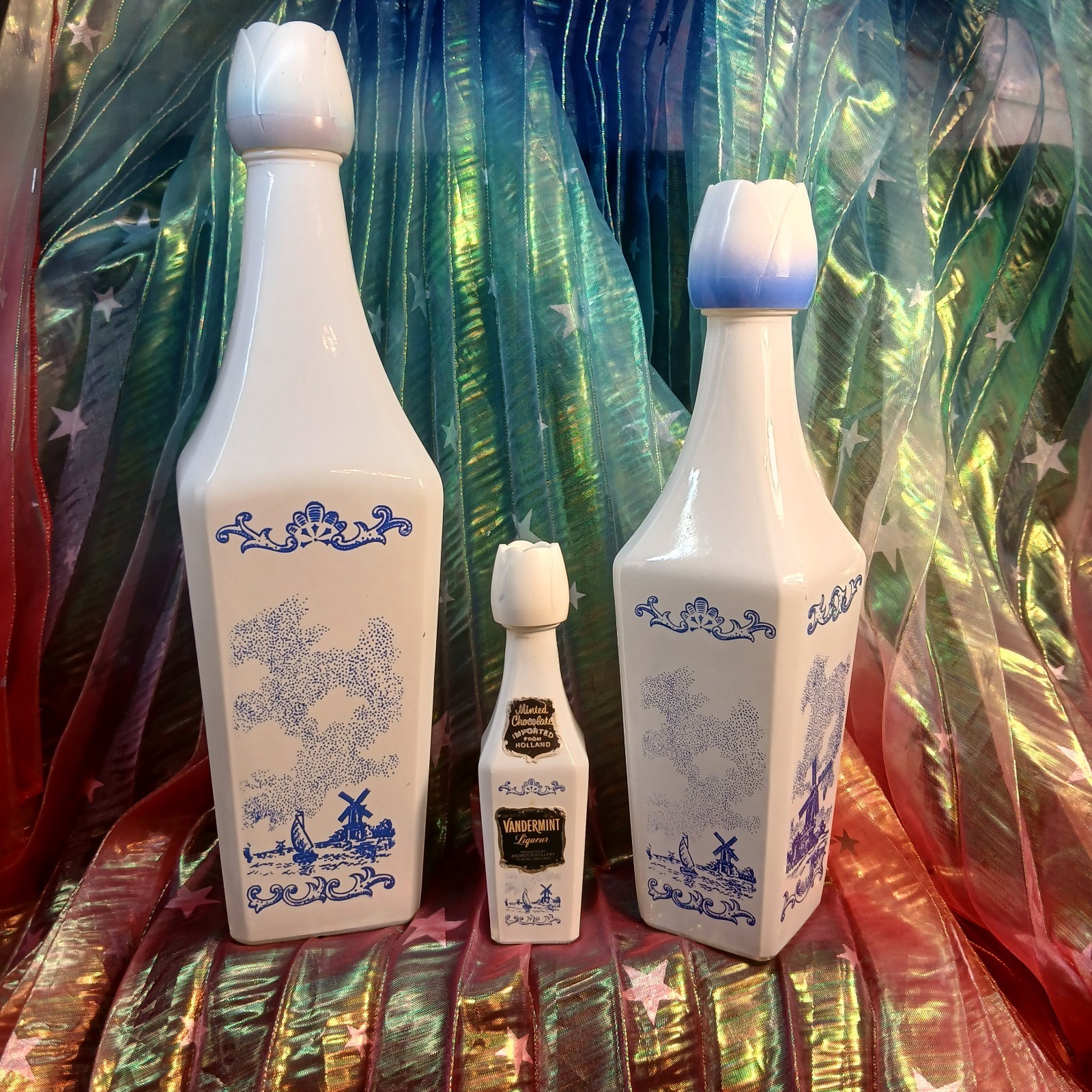 EMPTY Vintage VANDERMINT Liqueur Minted Chocolate Holland DECANTER  Bottles  (3)