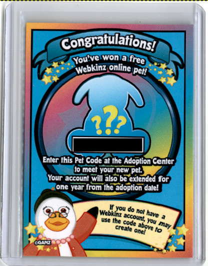2008 Ganz Webkinz Series 3 Mystery Pet Card Unused PACK FRESH Card WILL SHIP