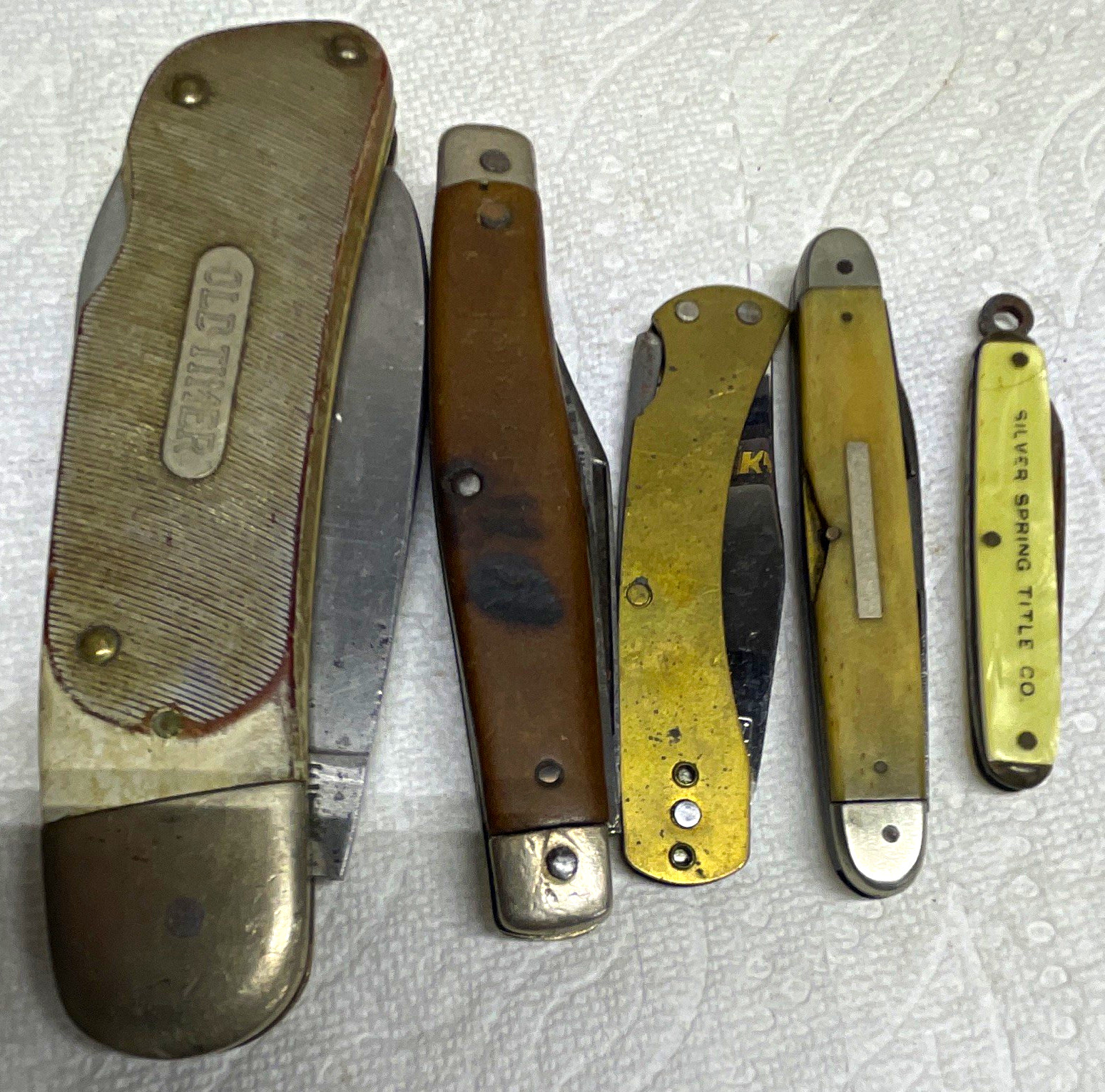 Mixed Brands Lot of 5 Pocketknives Bone/Brass Slipjoint Manual Plain 2.76-4in