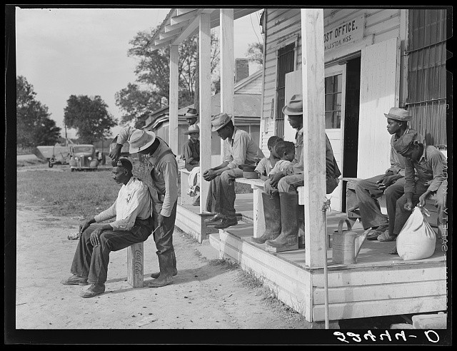 Mileston Plantation Mississippi 1939 Negro Men Haircutting Plantation Store