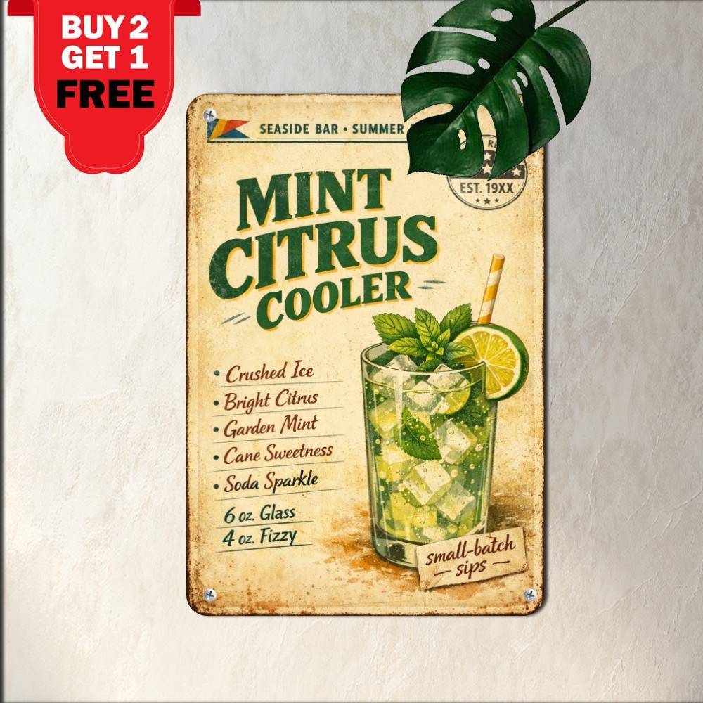 Havana Mojito Cocktail Tin Sign Retro Cuban Bar Pub Metal Wall Decor 8x12