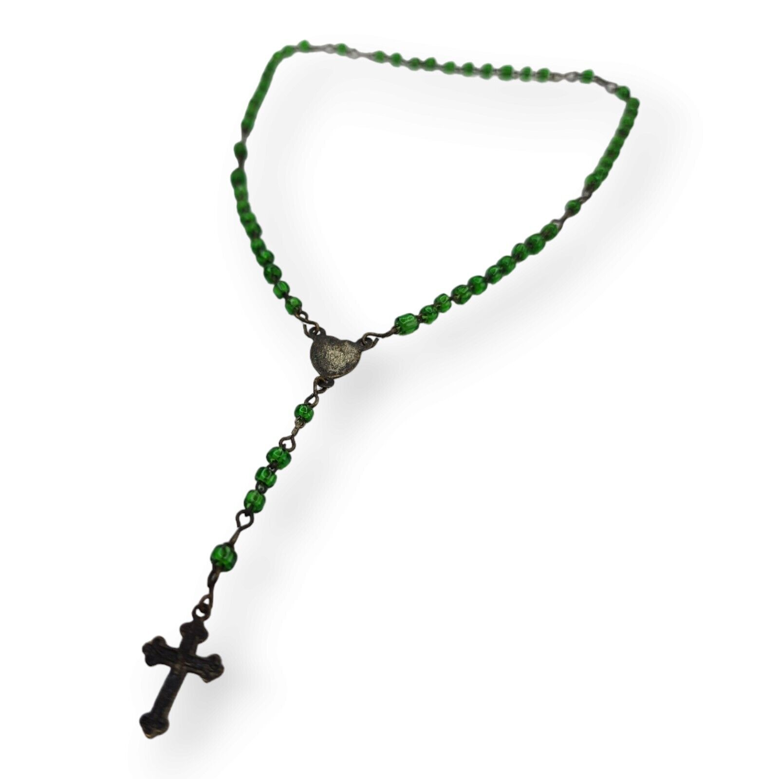 Small Green Glass Beaded Italy Rosary
