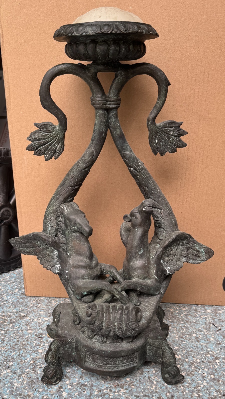 Vintage Maitland Smith bronze candle holder/stand neoclassical \