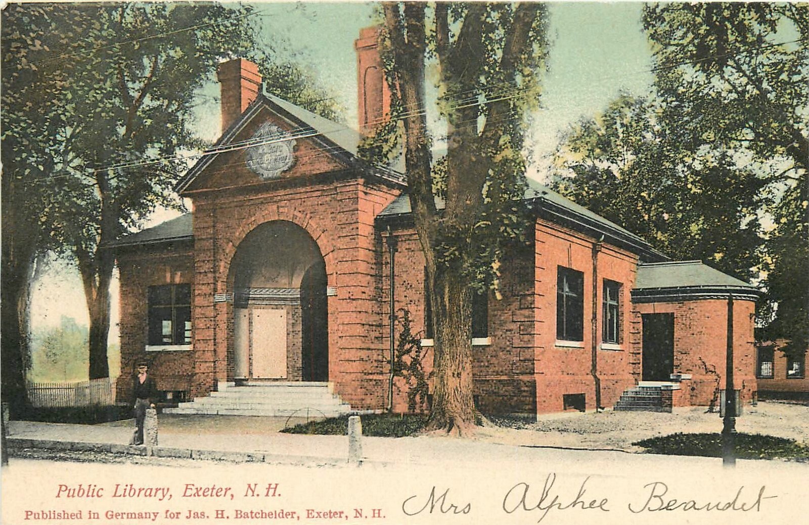 C1905 Exeter New Hampshire Public Library Batchelder undivided Postcard 24-10015