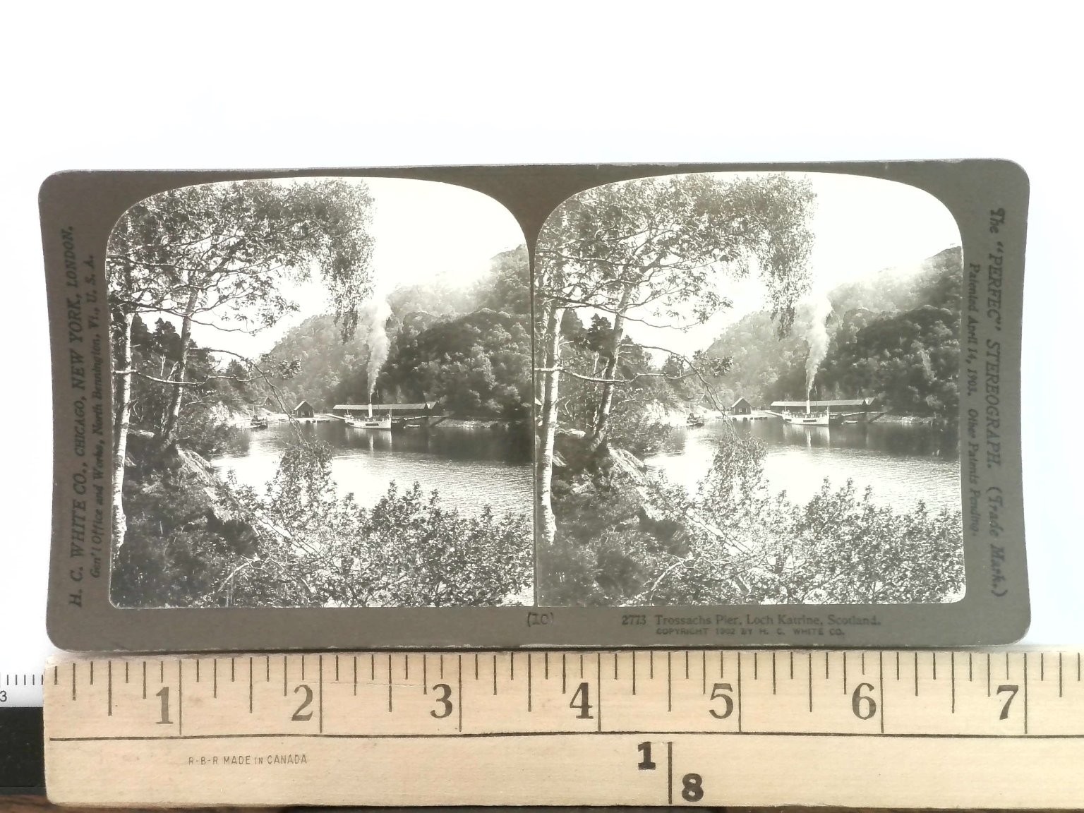 Trossachs Pier Loch Katrine Scotland Stereoview H.C. White Co. 1902 Curved Mount