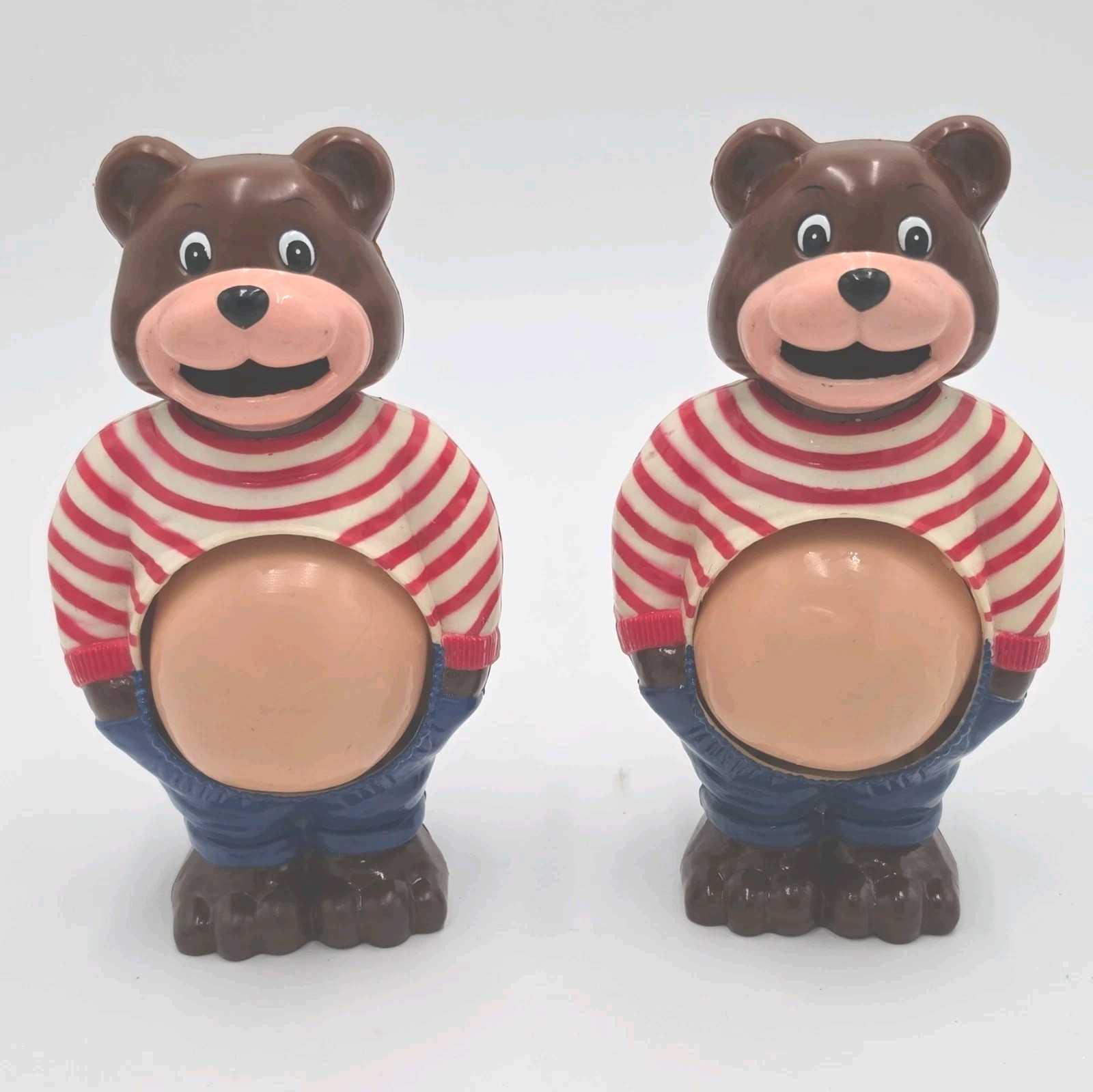 Vintage JSNY PotBelly Bear Coin Bank 70s Plastic Piggy Bank Growing Belly Kitsch