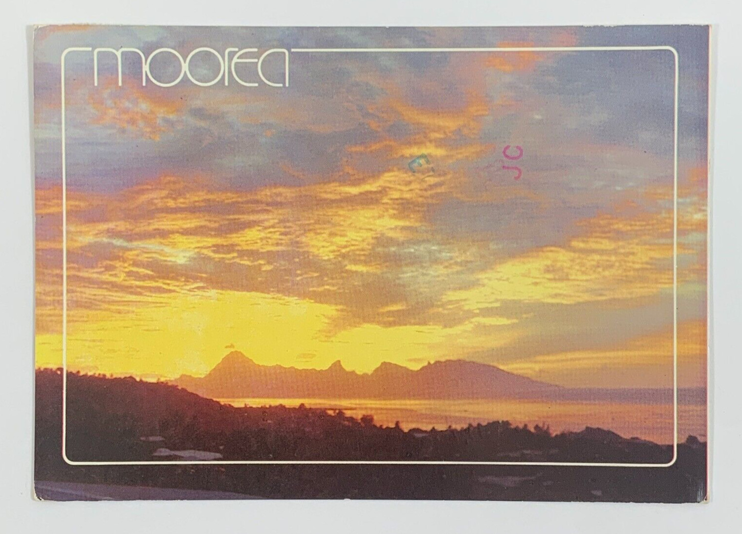Gorgeous Sunset on Moorea Tahiti Postcard Posted 1985