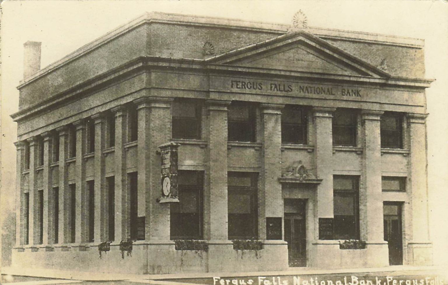 Fergus Falls National Bank MN Real Photo Postcard Rppc Kruxo c1910s